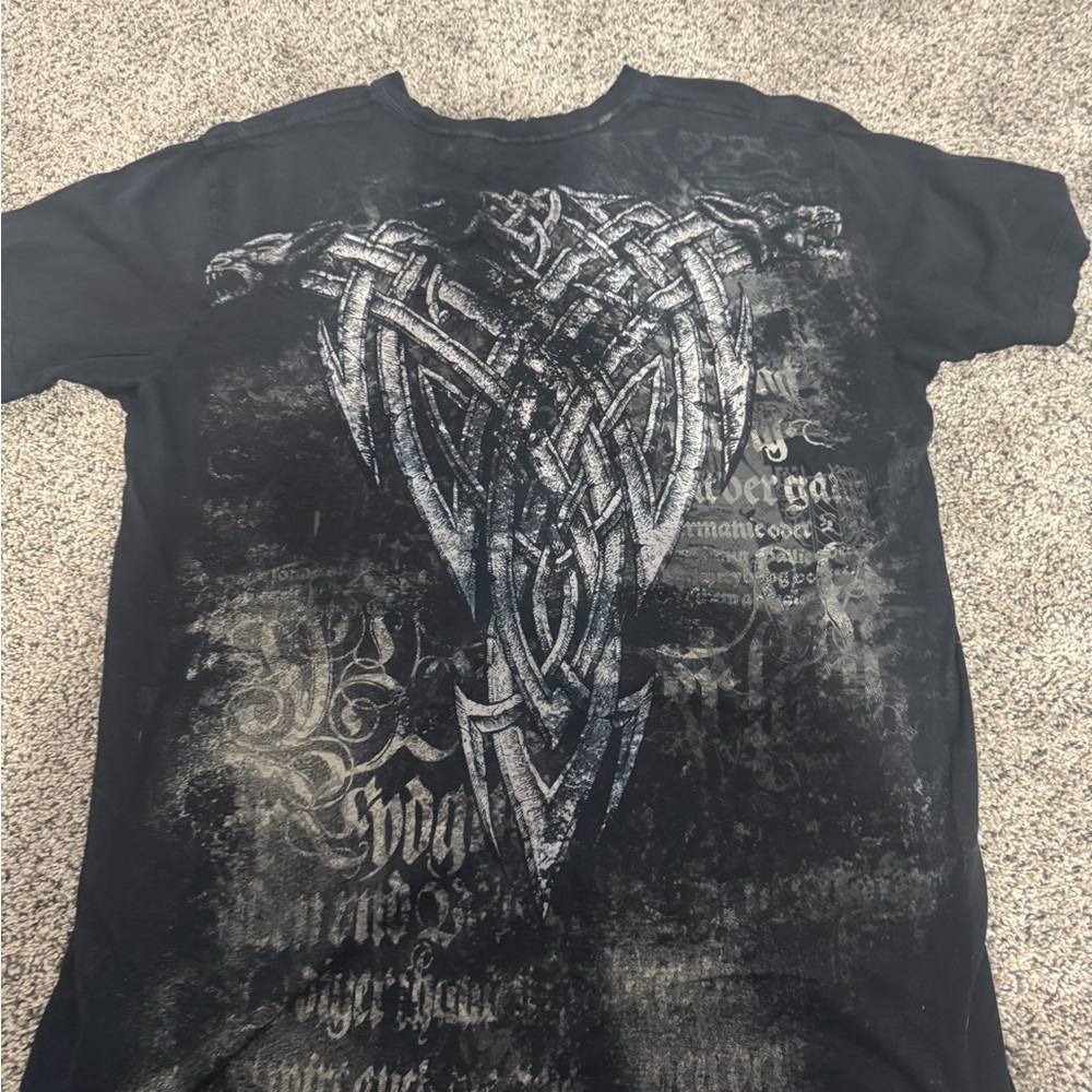 Affliction Black and Gray Graphic Tee